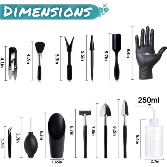 Melphoe 25Pcs Mini Garden Hand Transplanting Succulent Tools Set, 39.4"Thickened - Picture 6 of 8